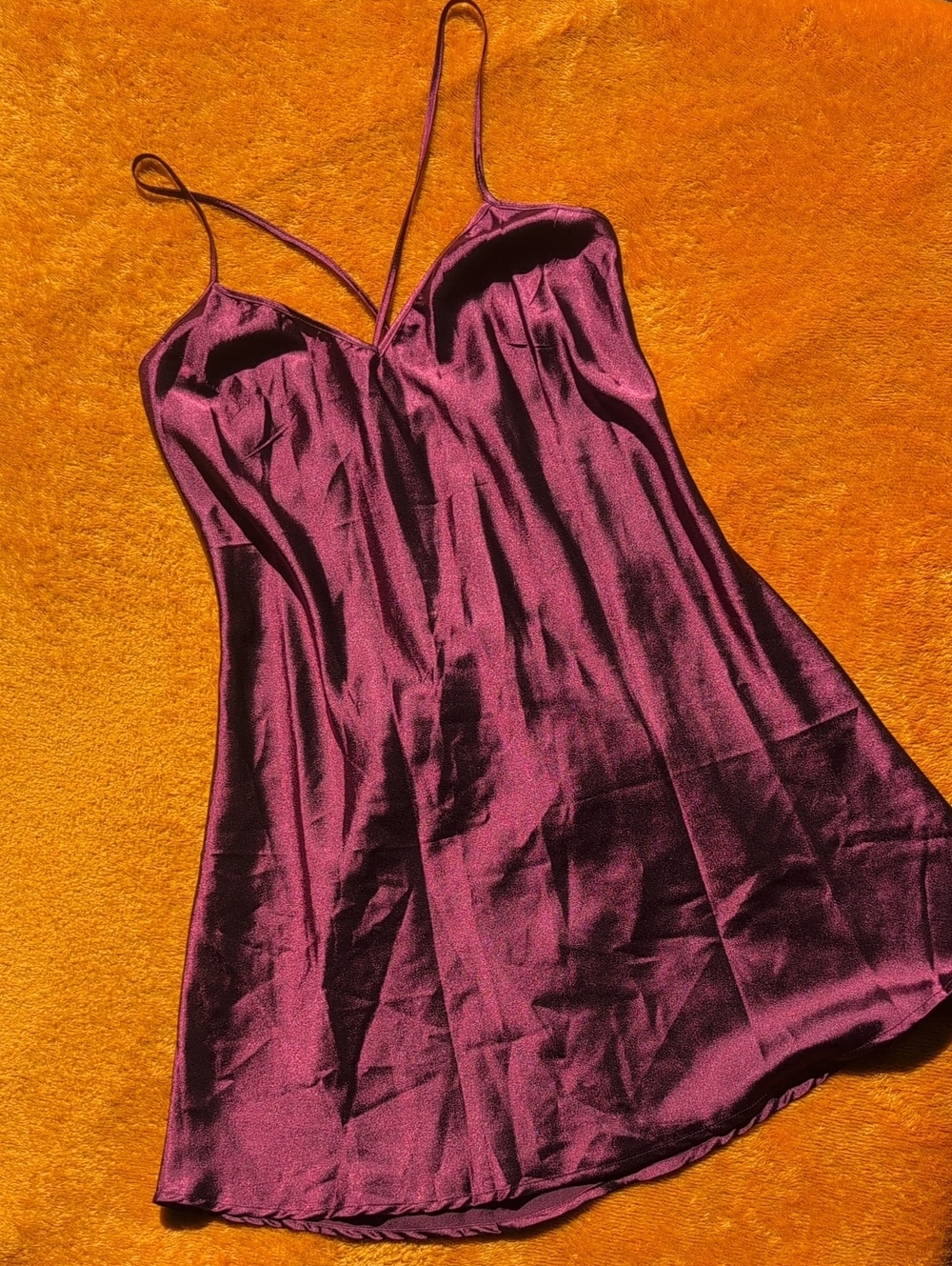 Youmita Satin Slip Dress in Burgundy